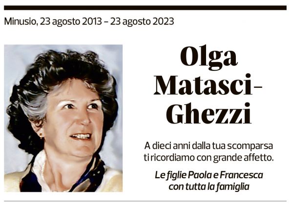 Annuncio funebre Olga Matasci-ghezzi