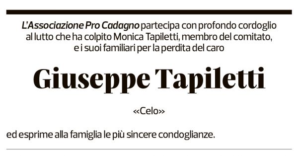 Annuncio funebre Giuseppe Tapiletti