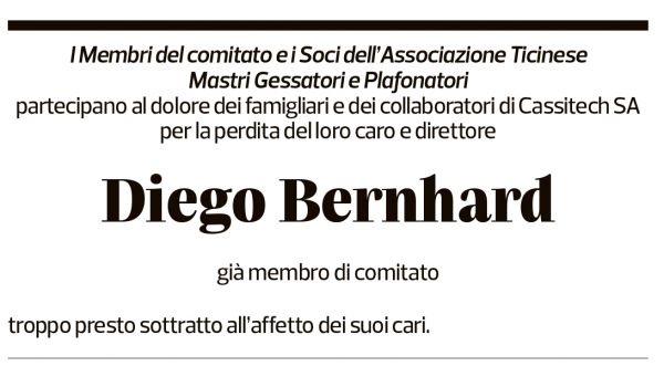 Annuncio funebre Diego Bernhard