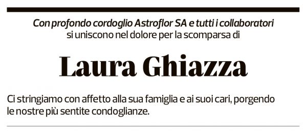 Annuncio funebre Laura Ghiazza