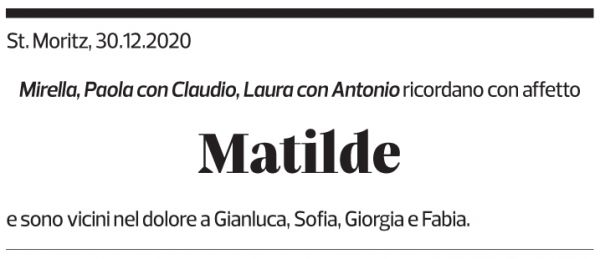 Annuncio funebre Matilde Bonetti Soldati