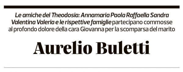 Annuncio funebre Aurelio Buletti