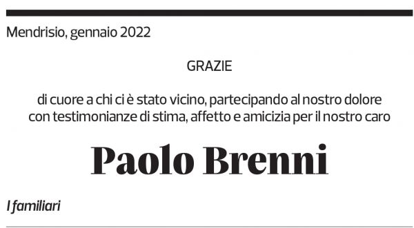 Annuncio funebre Paolo Brenni