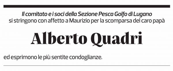 Annuncio funebre Alberto Quadri