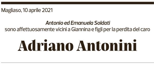 Annuncio funebre Adriano Antonini