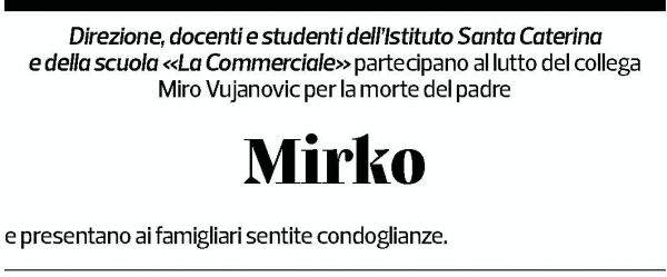 Annuncio funebre Mirko Vujanovic