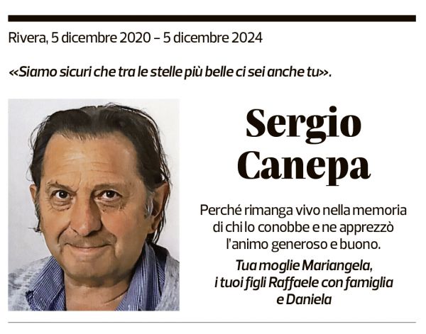 Annuncio funebre Sergio Canepa