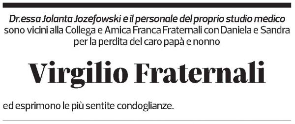 Annuncio funebre Virgilio Fraternali