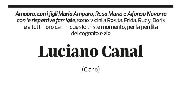 Annuncio funebre Luciano Canal