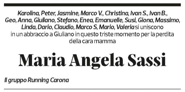 Annuncio funebre Maria Angela Sassi