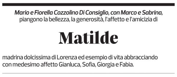 Annuncio funebre Matilde Bonetti Soldati
