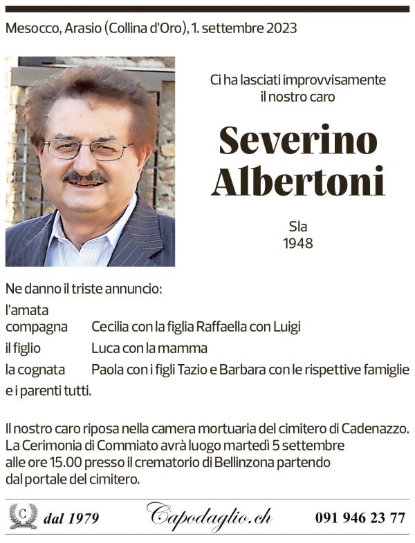 Annuncio funebre Severino Albertoni