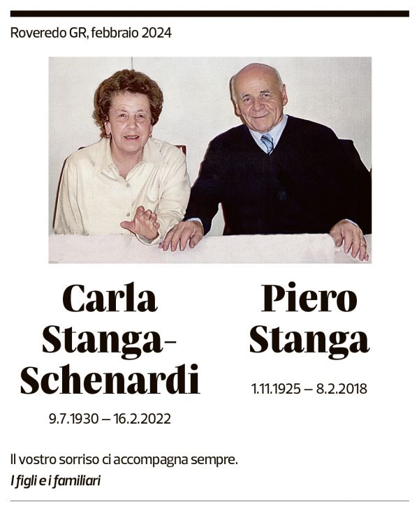 Annuncio funebre Carla E Piero Stanga