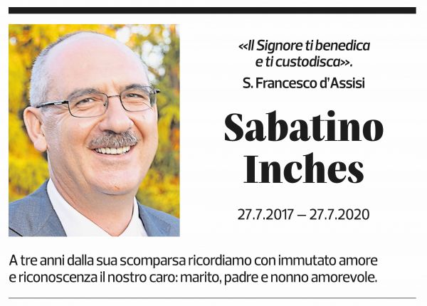 Annuncio funebre Sabatino Inches