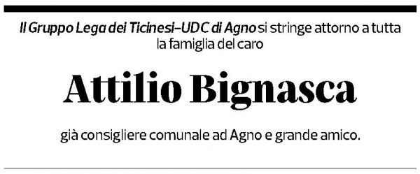 Annuncio funebre Attilio Bignasca