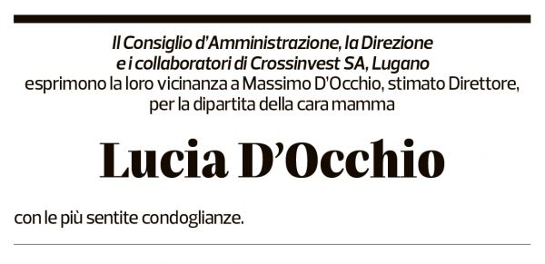 Annuncio funebre Lucia D'occhio