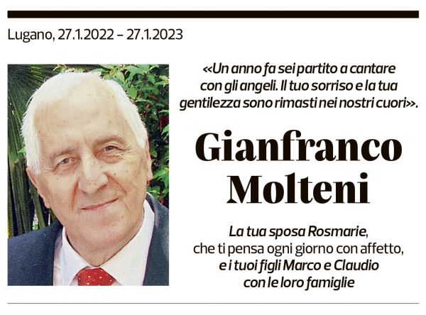 Annuncio funebre Gianfranco Molteni