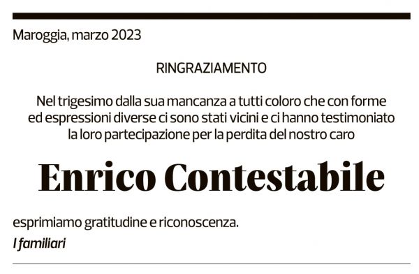 Annuncio funebre Enrico Contestabile