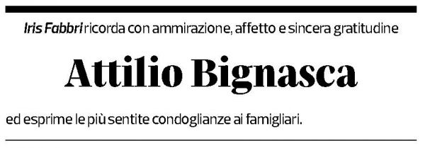 Annuncio funebre Attilio Bignasca