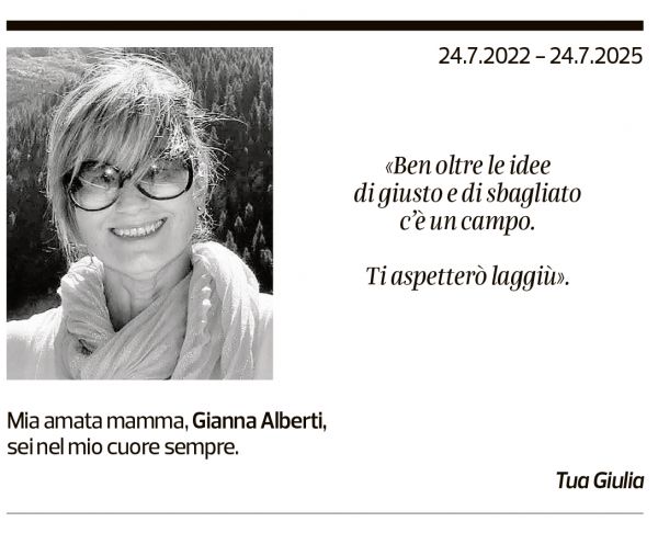 Annuncio funebre Gianna Alberti