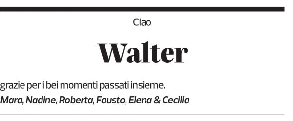 Annuncio funebre Walter Bianchini