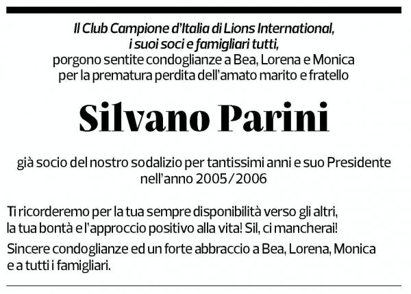Annuncio funebre Silvano Parini