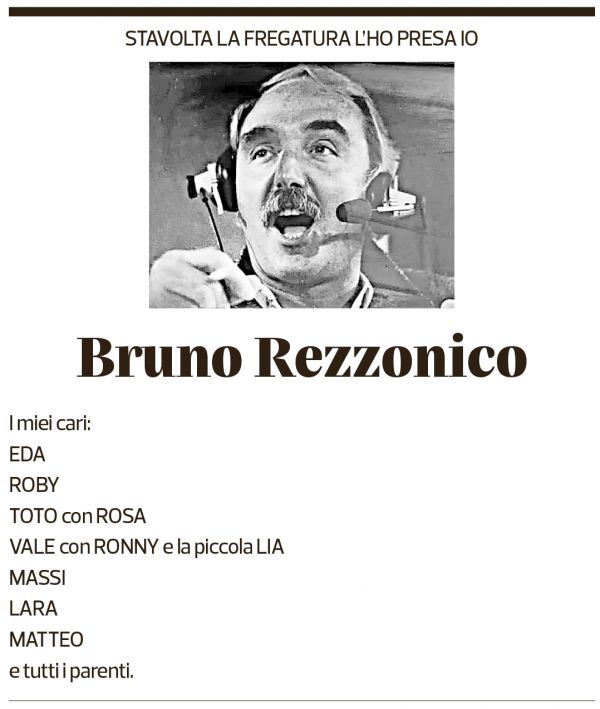 Annuncio funebre Bruno Rezzonico