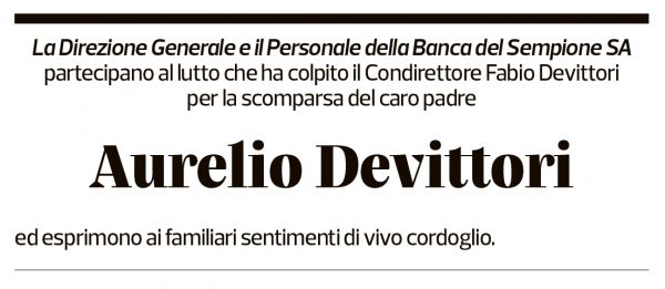 Annuncio funebre Aurelio Devittori
