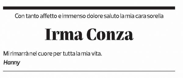 Annuncio funebre Irma Conza