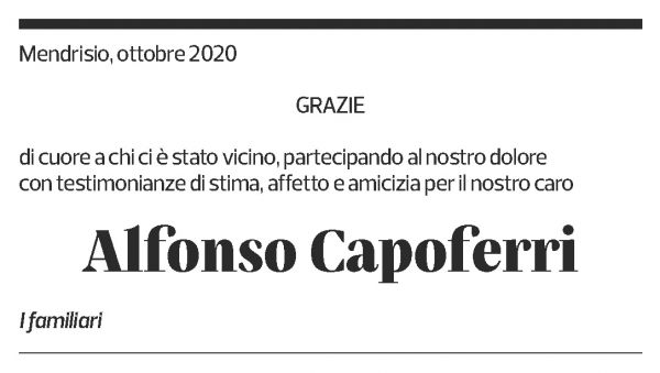 Annuncio funebre Alfonso Capoferri