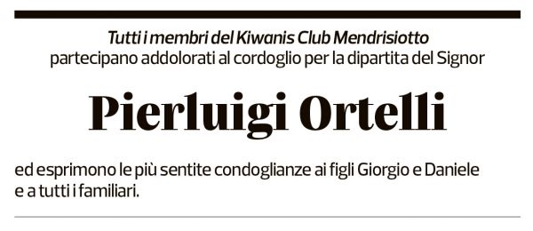 Annuncio funebre Pierluigi Ortelli