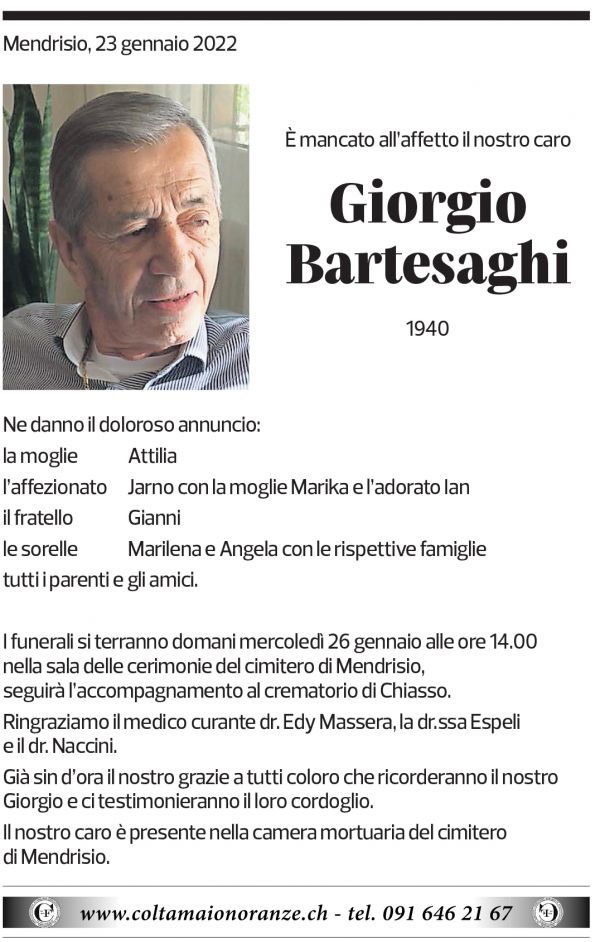 Annuncio funebre Giorgio Bartesaghi