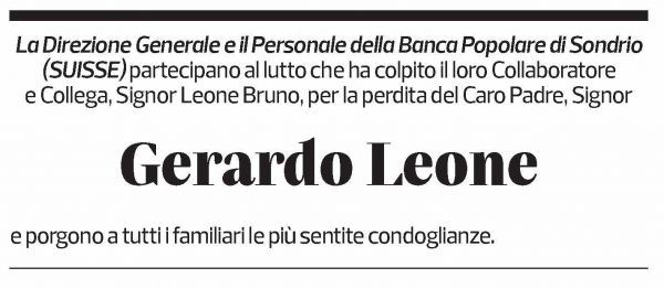 Annuncio funebre Gerardo Leone