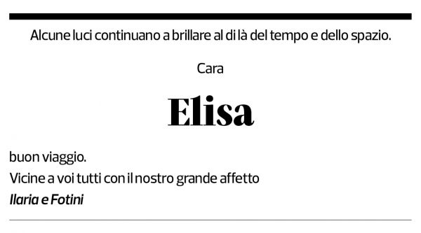 Annuncio funebre Elisa De-stefani