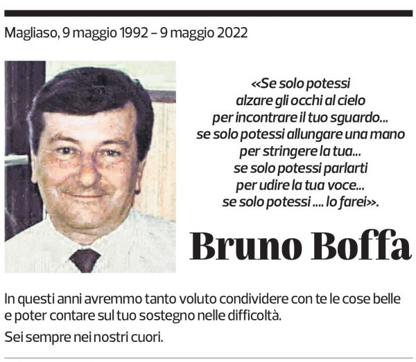 Annuncio funebre Bruno Boffa