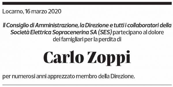 Annuncio funebre Carlo Zoppi