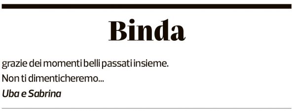 Annuncio funebre Primo Paolo Binda