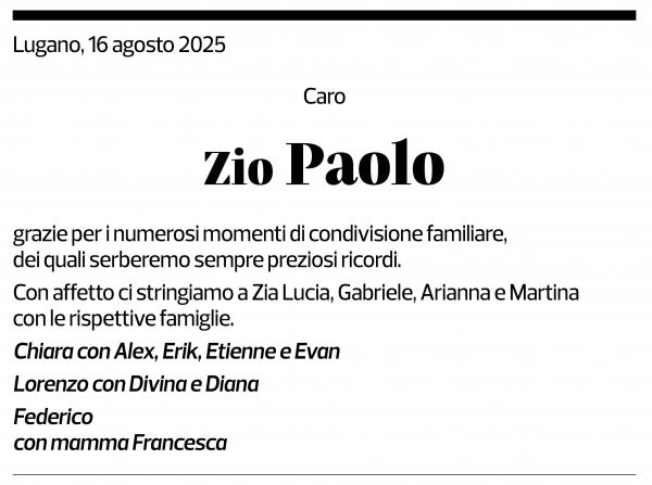 Annuncio funebre Paolo Rovelli