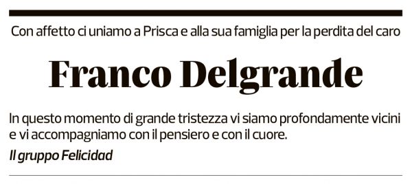 Annuncio funebre Franco Delgrande