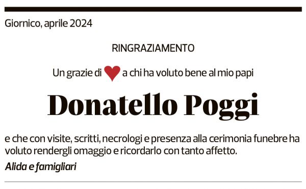 Annuncio funebre Donatello Poggi