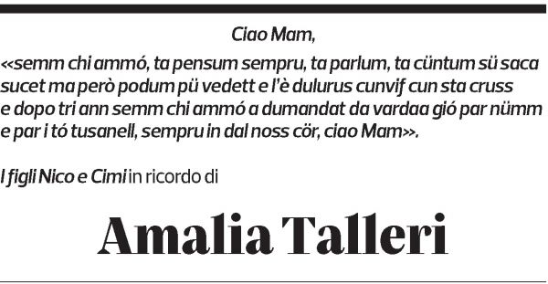 Annuncio funebre Amalia Talleri