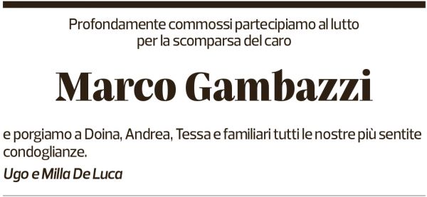 Annuncio funebre Marco Gambazzi