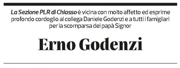 Annuncio funebre Erno Godenzi