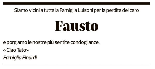 Annuncio funebre Fausto Luisoni