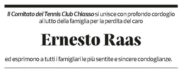 Annuncio funebre Ernesto Raas