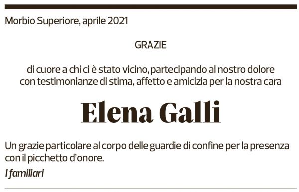 Annuncio funebre Elena Galli