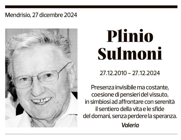 Annuncio funebre Plinio Sulmoni