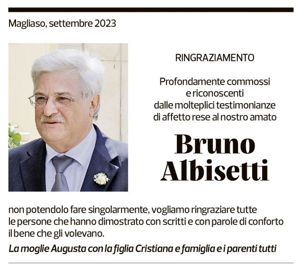 Annuncio funebre Bruno Albisetti