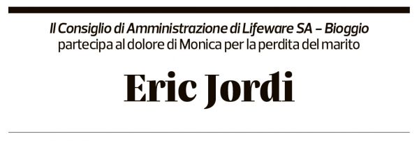 Annuncio funebre Eric Raymund Jordi