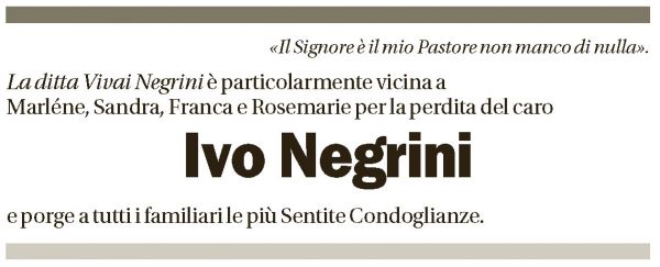 Annuncio funebre Ivo Negrini